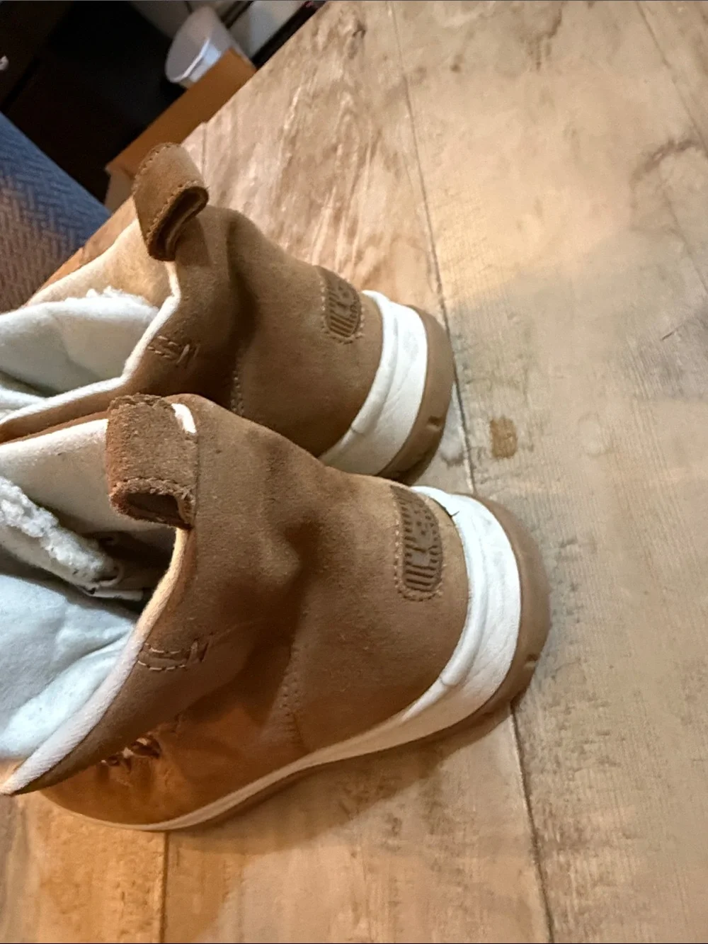 UGG Chestnut Suede Lace-Up Winter Boot with Shearling Trim